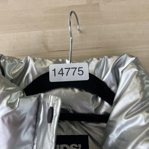 Lands' End Vest Women Large 14/16 Silver Puffer Down Full Zip Insulated Metallic - Picture 8 of 8